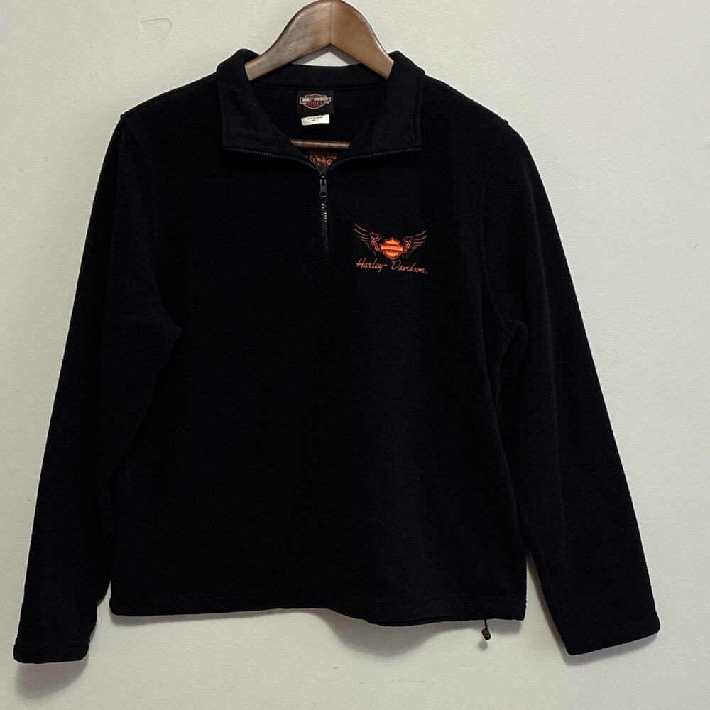 Vintage Harley Davidson Fleece Quarter Zip Texarkana TX Doolins Logo Mens L Y2K